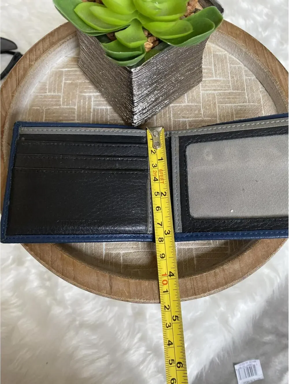 Calvin Klein Men's Navy Blue Leather Bifold Wallet